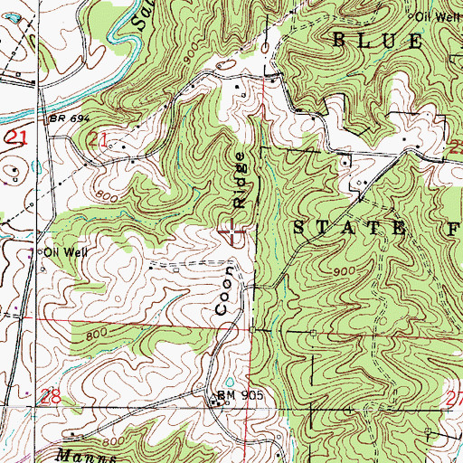 Topographic Map of Coon Ridge, OH