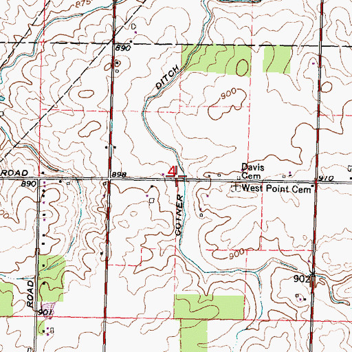 Topographic Map of Cotner Ditch, OH