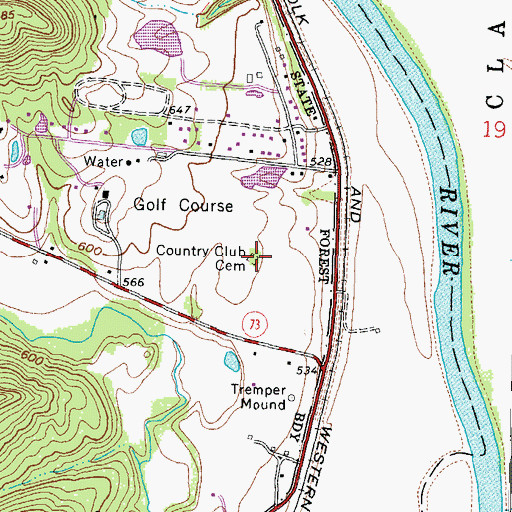Topographic Map of Country Club Cemetery, OH