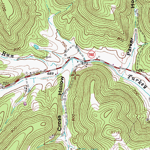 Topographic Map of Cross Hollow, OH