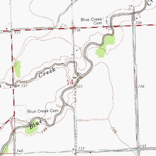 Topographic Map of Cunningham Creek, OH