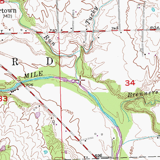 Topographic Map of Darrs Run, OH