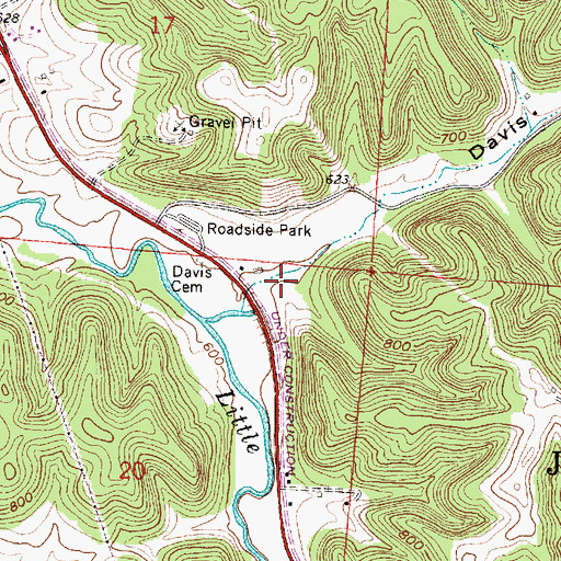 Topographic Map of Davis Hollow, OH