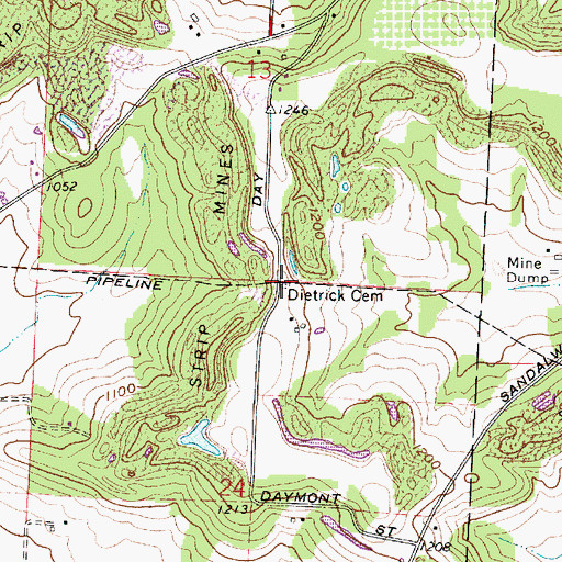 Topographic Map of Dietrick Cemetery, OH