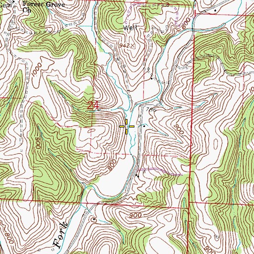 Topographic Map of Dinner Fork, OH