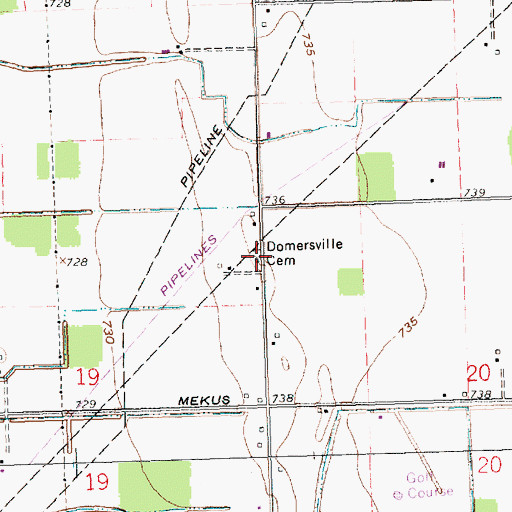 Topographic Map of Domersville Cemetery, OH
