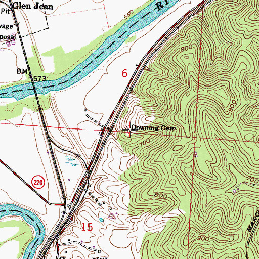 Topographic Map of Downing Cemetery, OH