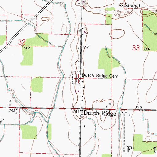 Topographic Map of Dutch Ridge Cemetery, OH