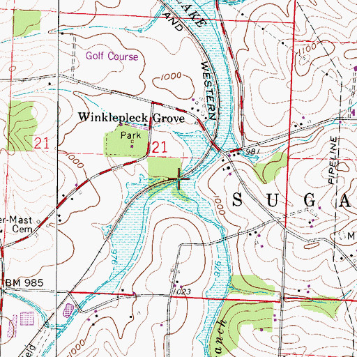 Topographic Map of East Branch South Fork Sugar Creek, OH