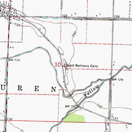 Topographic Map of East Belmore Cemetery, OH