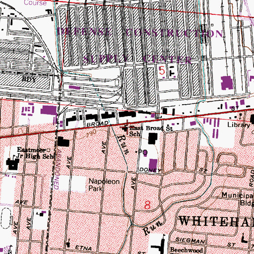 Topographic Map of East Broad Street School, OH