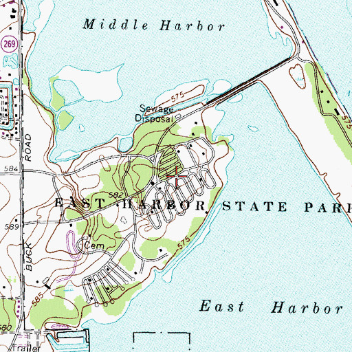 Topographic Map of East Harbor State Park, OH