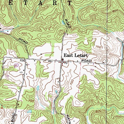 Topographic Map of East Letart, OH