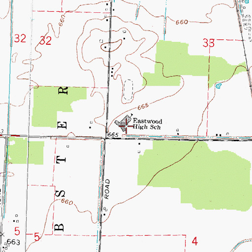 Topographic Map of Eastwood High School, OH