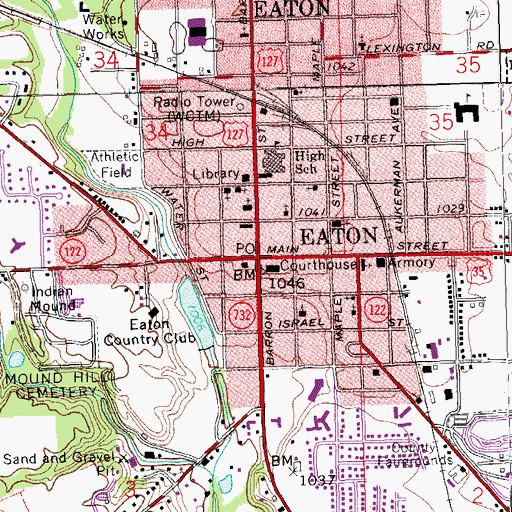 Topographic Map of Eaton, OH