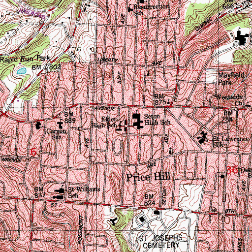 Topographic Map of Elder High School, OH