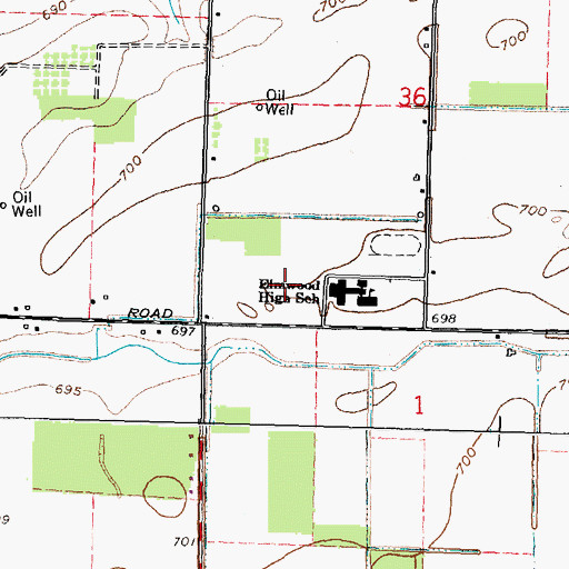 Topographic Map of Elmwood High School, OH