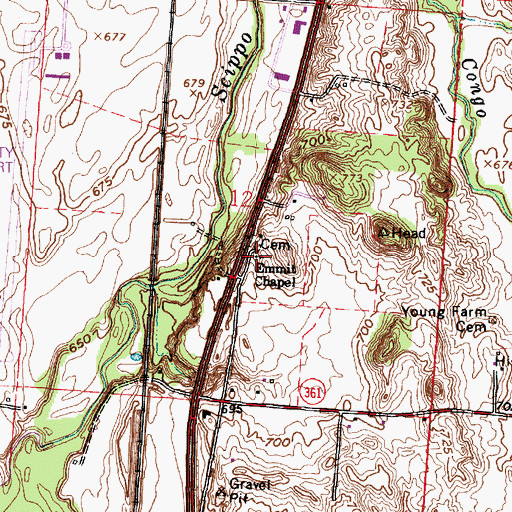 Topographic Map of Emmit Chapel, OH