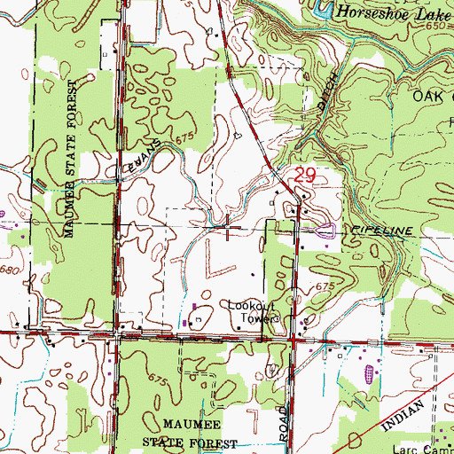 Topographic Map of Evans Ditch, OH