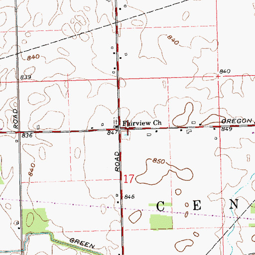 Topographic Map of Fairview Church, OH