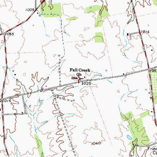 Topographic Map of Fall Creek Church, OH