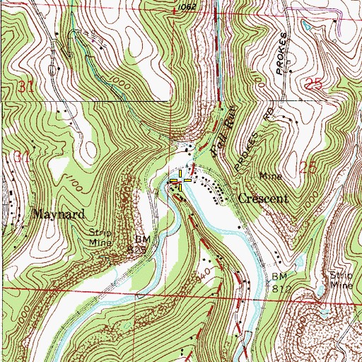 Topographic Map of Fall Run, OH