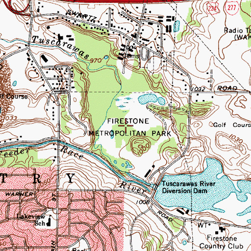 Topographic Map of Firestone Metropolitan Park, OH