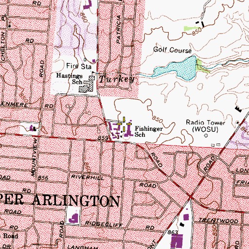 Topographic Map of Fishinger School, OH