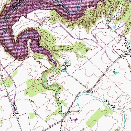 Topographic Map of Flat Fork, OH