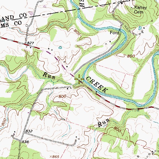 Topographic Map of Flat Run, OH