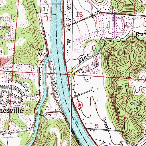 Topographic Map of Flat Run, OH