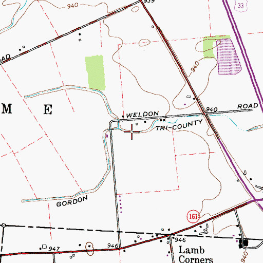 Topographic Map of Gordon Tri-County Ditch, OH