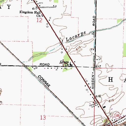 Topographic Map of Grace Lutheran Church, OH