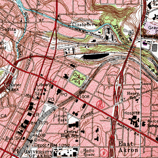 Topographic Map of Grace Park, OH