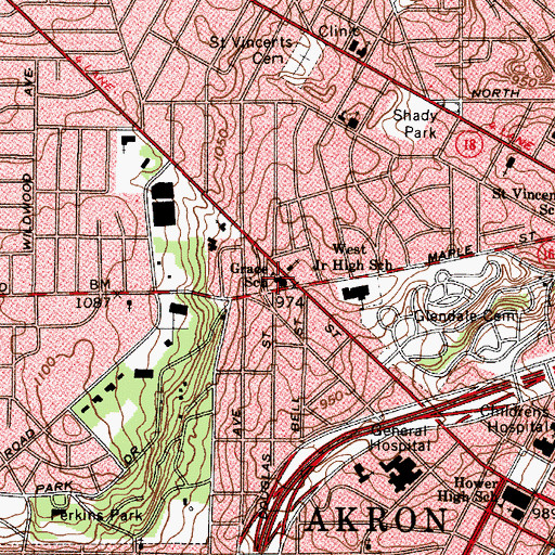 Topographic Map of Grace School, OH