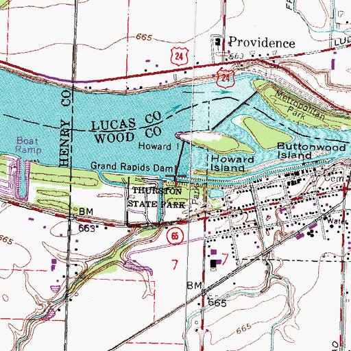 Topographic Map of Grand Rapids Dam, OH