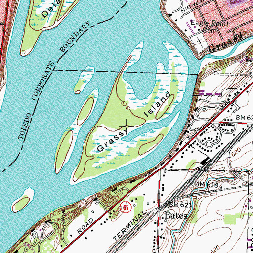 Topographic Map of Grassy Island, OH
