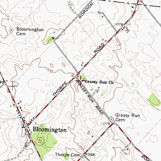 Topographic Map of Grassy Run Church, OH