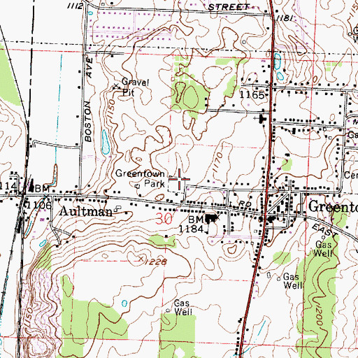 Topographic Map of Greentown Park, OH