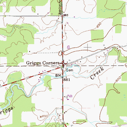 Topographic Map of Griggs Corners, OH