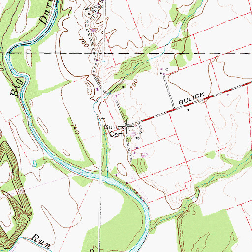 Topographic Map of Gulick Cemetery, OH