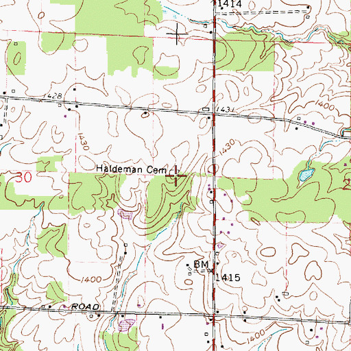 Topographic Map of Haldeman Cemetery, OH