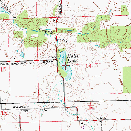 Topographic Map of Halls Lake, OH