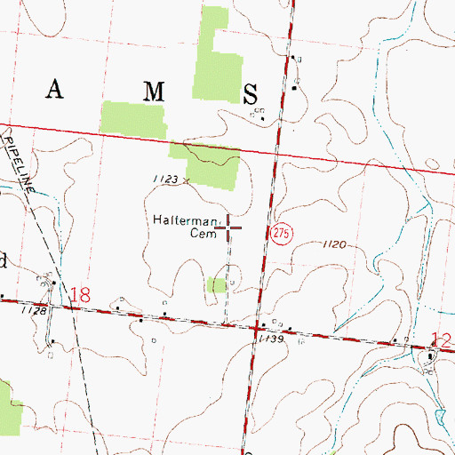 Topographic Map of Halterman Cemetery, OH