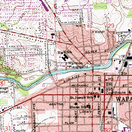 Topographic Map of Harmon Playground, OH