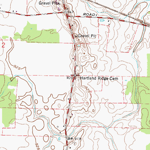 Topographic Map of Hartland Ridge Cemetery, OH