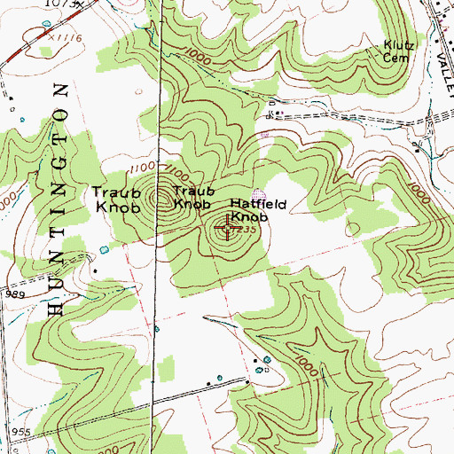 Topographic Map of Hatfield Knob, OH