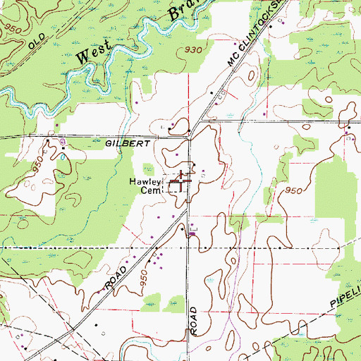 Topographic Map of Hawley Cemetery, OH