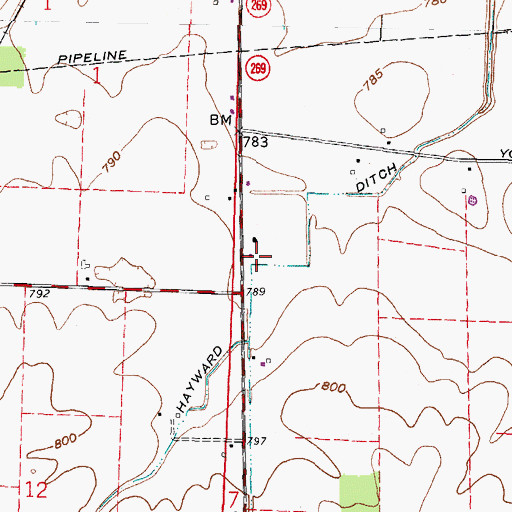 Topographic Map of Hayward Ditch, OH