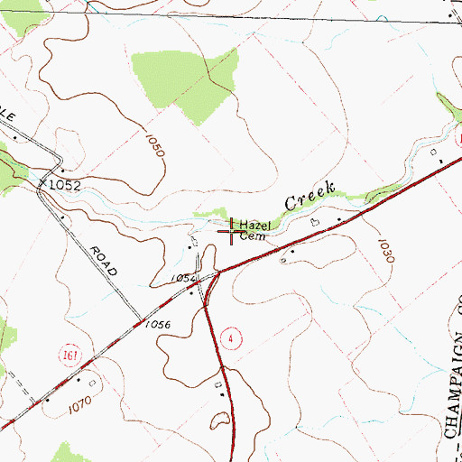 Topographic Map of Hazel Cemetery, OH